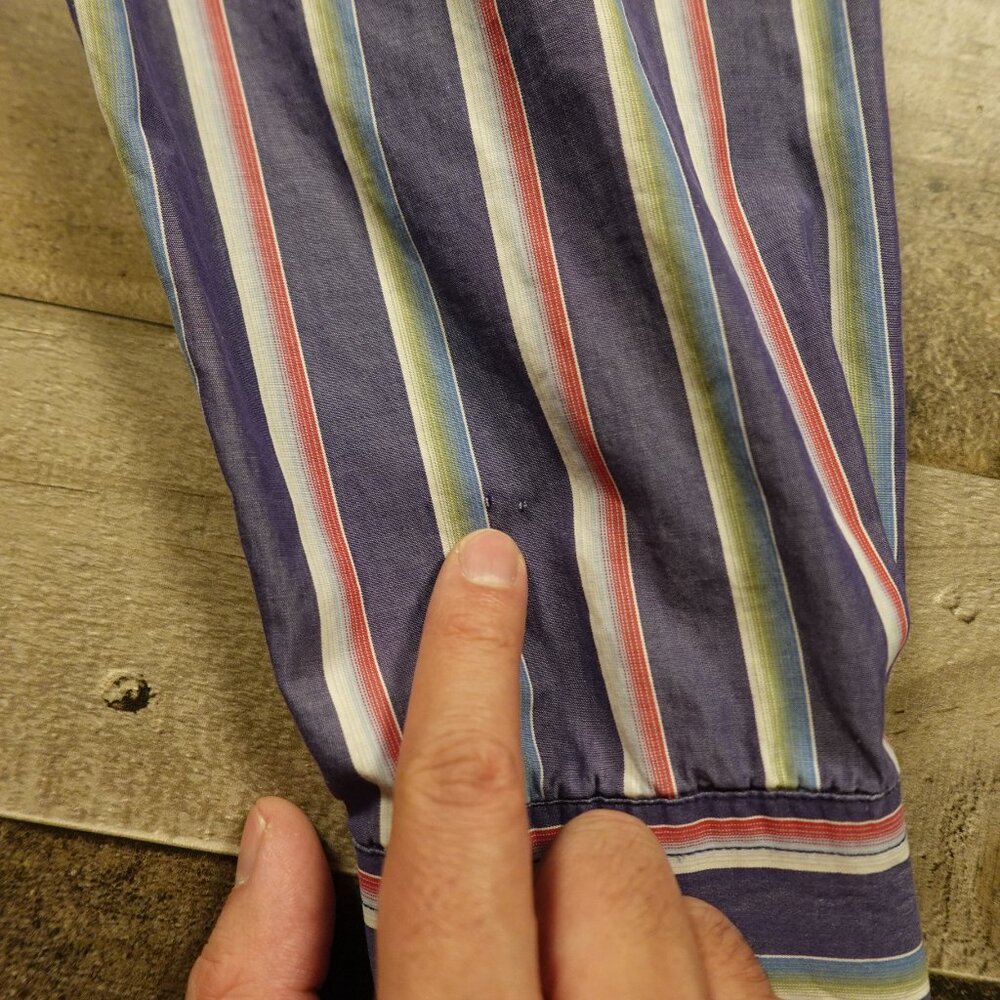 Lacoste Button Down Shirt Men’s Medium EU 40 Multicolor Stripe Vintage French - Picture 11 of 14